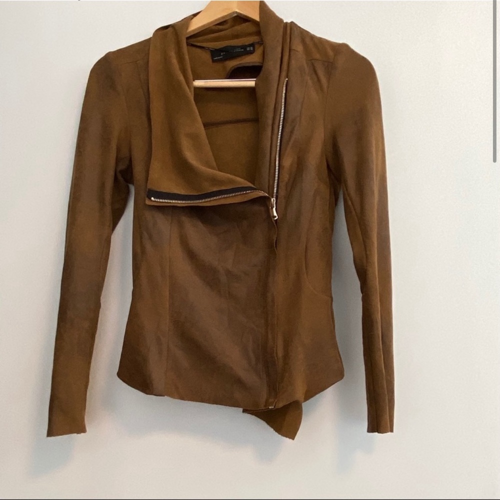 Zara brown faux suede jacket blazer